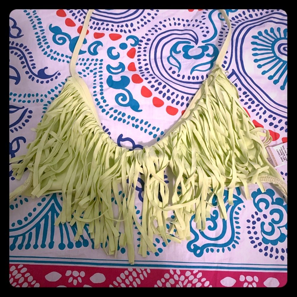 ❗️Yellow L Space Fringe Bikini Top